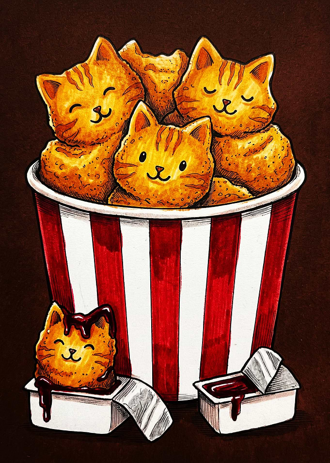 Cute Cat-Shaped Chicken Nuggets