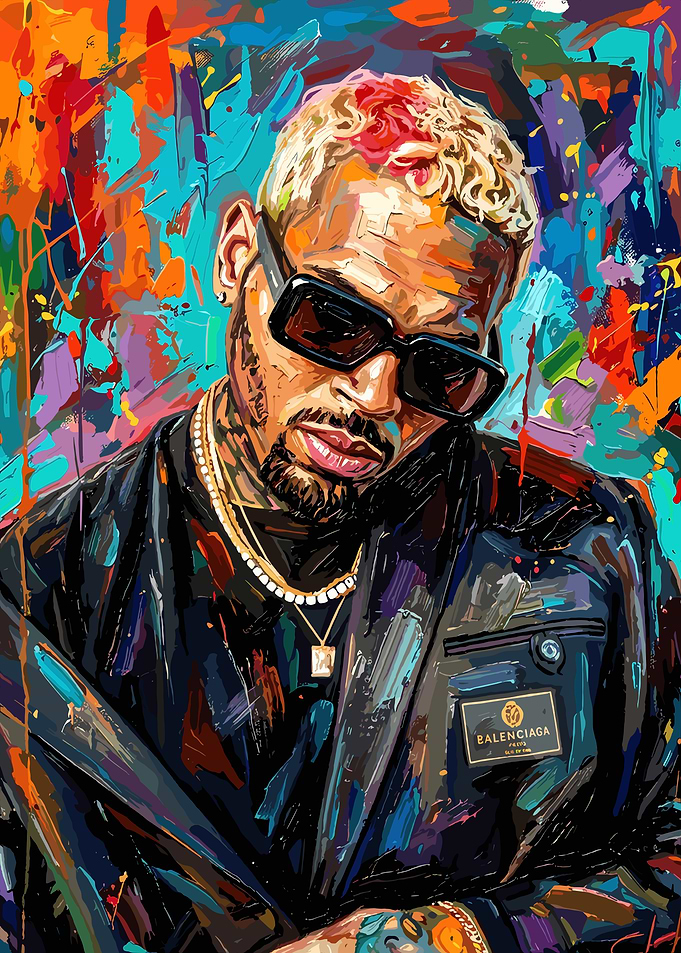 Chris Brown Colorful Portrait Art