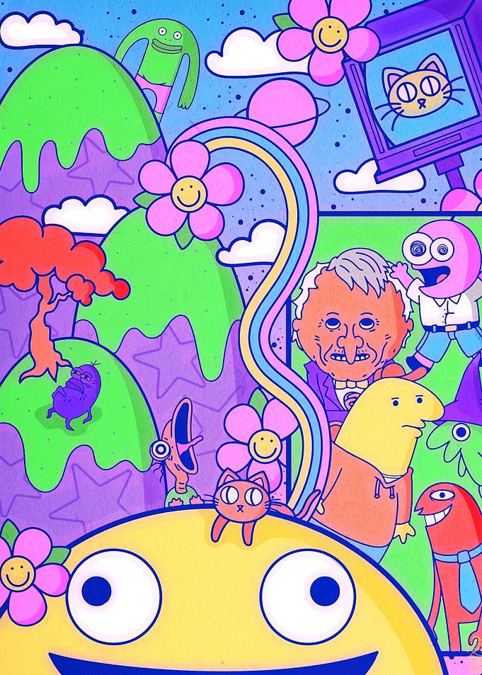 Smiling Friends Cartoon Character Collage