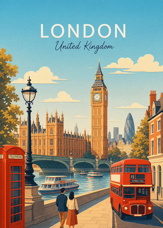 Vintage London Travel Poster