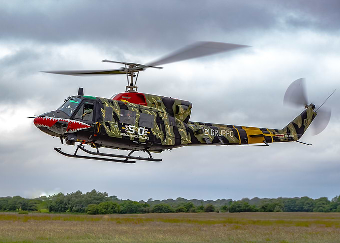 Italian Air Force Helicopter in Flight