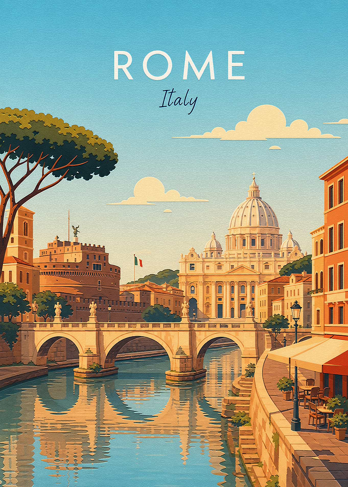 Vintage Travel Poster of Rome Italy