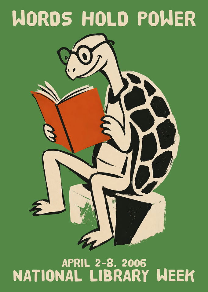 National Library Week Turtle Poster