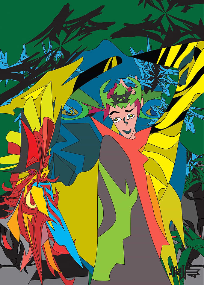 Abstract Colorful Character Illustration