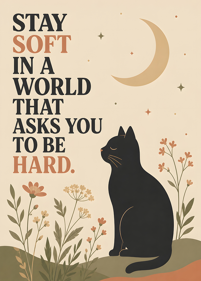 Stay Soft Inspirational Cat Poster