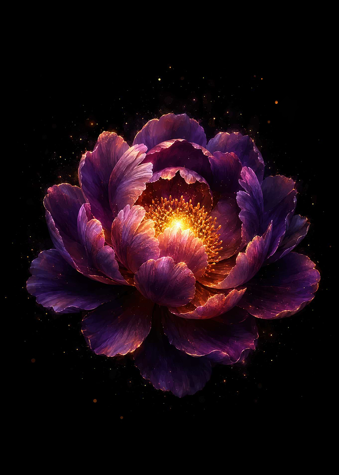 Glowing Purple Peony Flower