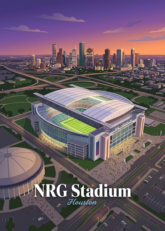 NRG Stadium Houston Skyline Poster