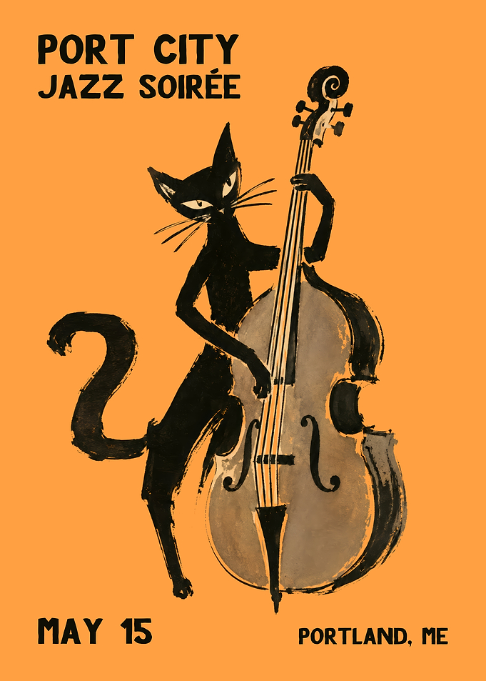 Port City Jazz Soiree Cat Poster