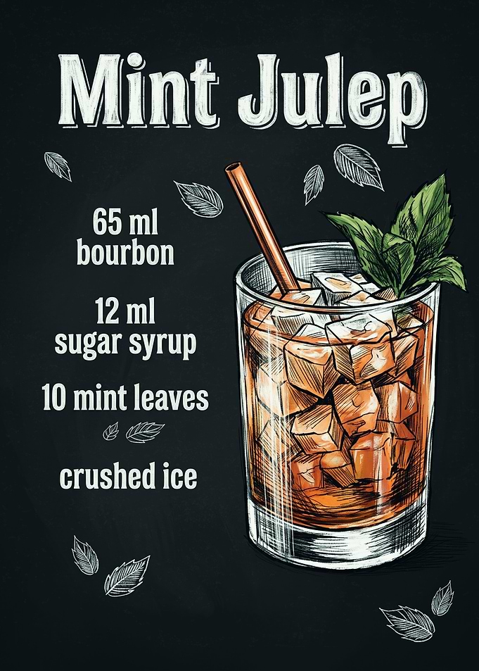 Mint Julep Cocktail Recipe Poster