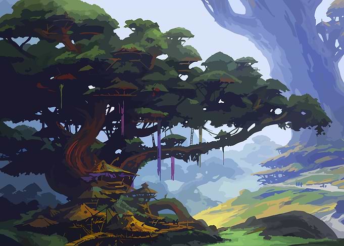 Fantasy Treehouse Village in Forest