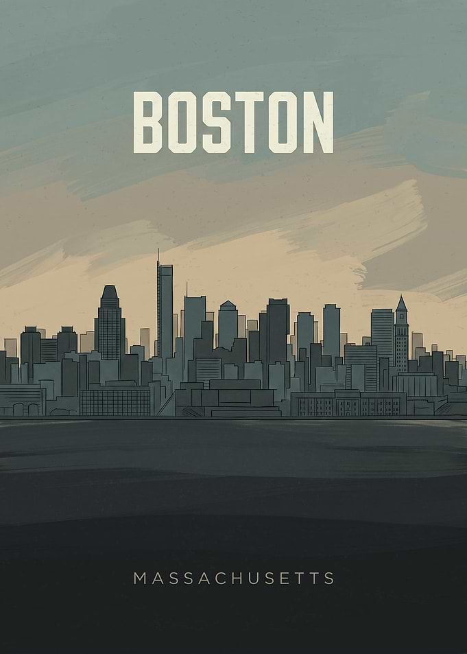 Boston Massachusetts Skyline Poster