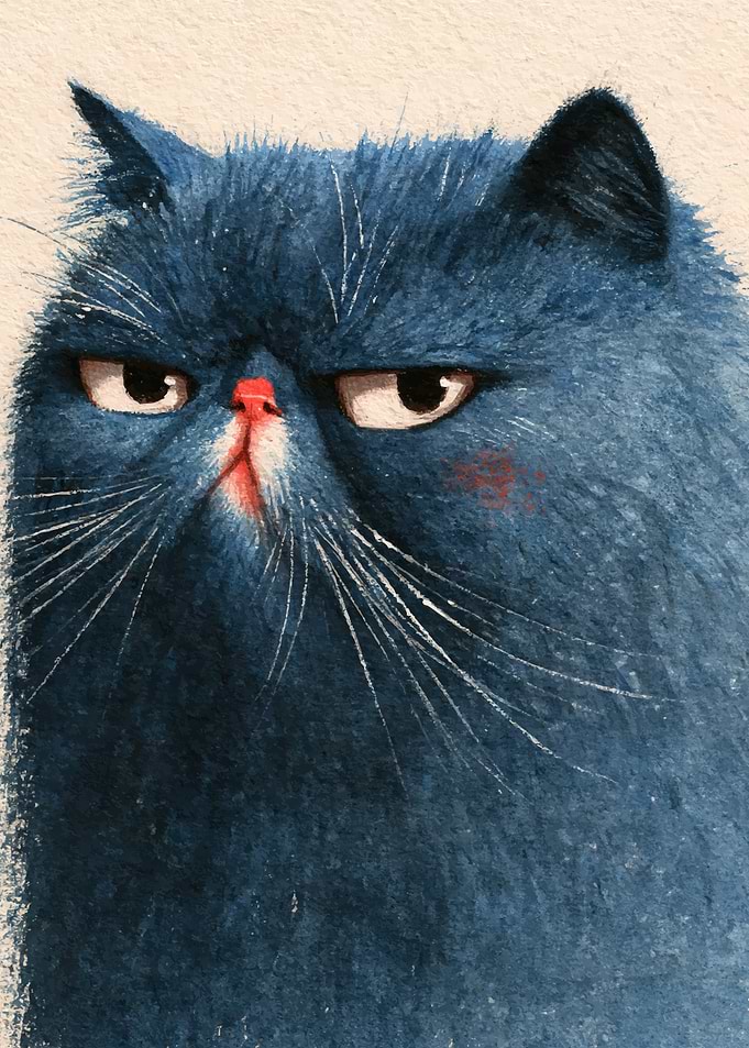 Grumpy Blue Cat Portrait