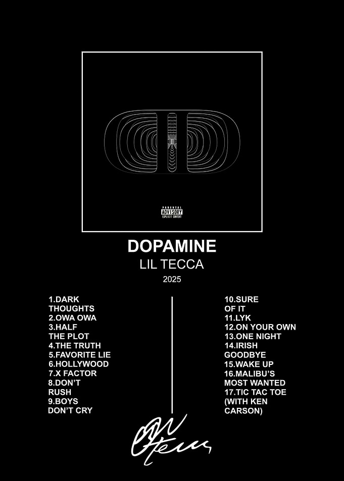 Lil Tecca Dopamine Album Tracklist Poster