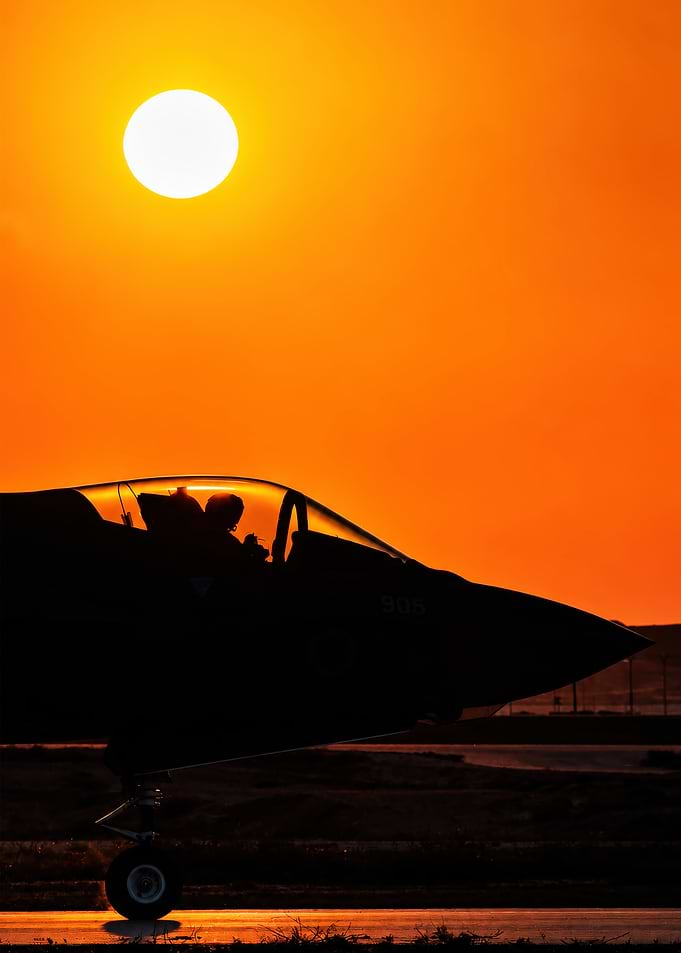 F-35 Fighter Jet at Sunset