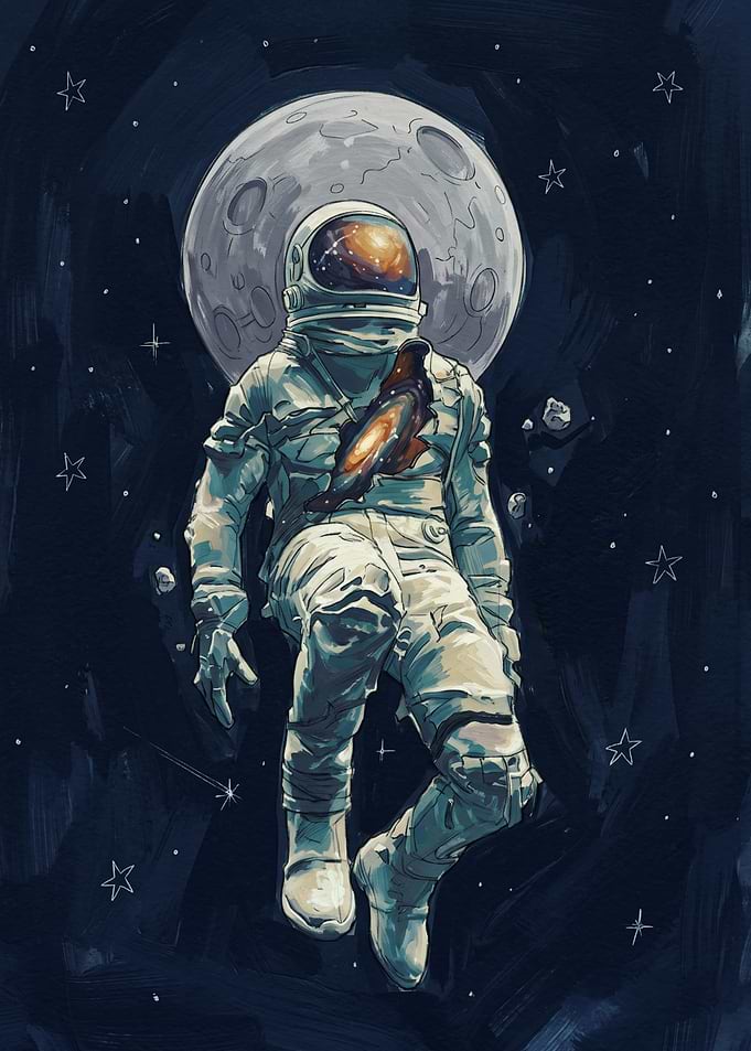 Astronaut with Galaxy Heart Illustration