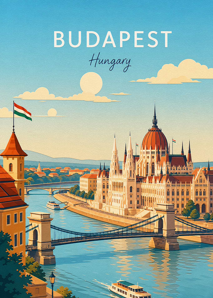 Budapest Hungary Travel Poster