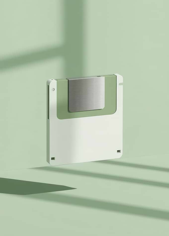 Minimalist Pastel Green Retro Floppy Disk