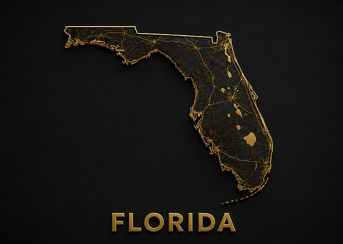 Florida Gold Topo Relief Map