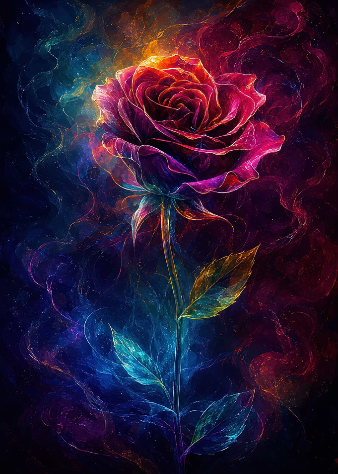 Ethereal Cosmic Rose Art