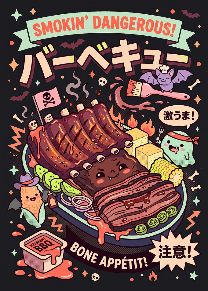 Smokin' Dangerous Kawaii BBQ Poster