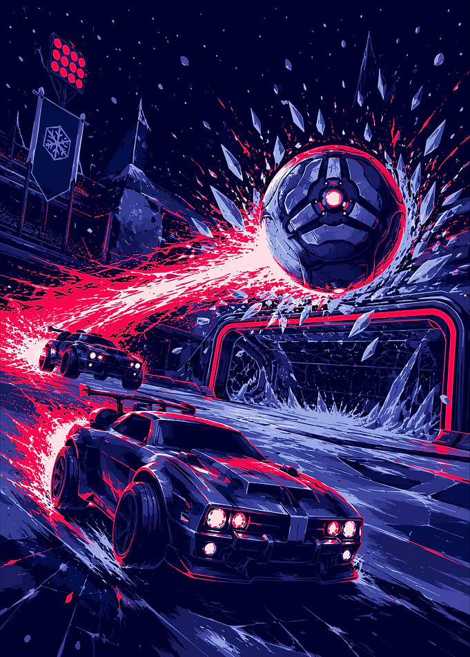 Rocket League Neon Ice Arena Action