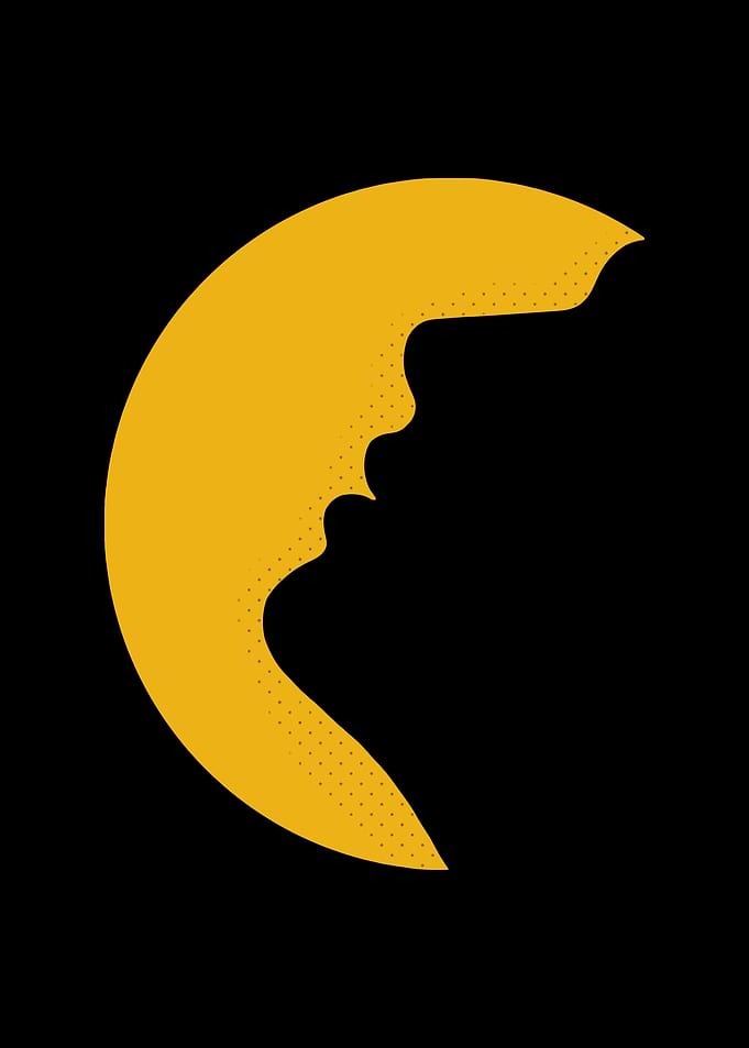 Minimalist Crescent Moon Face Silhouette