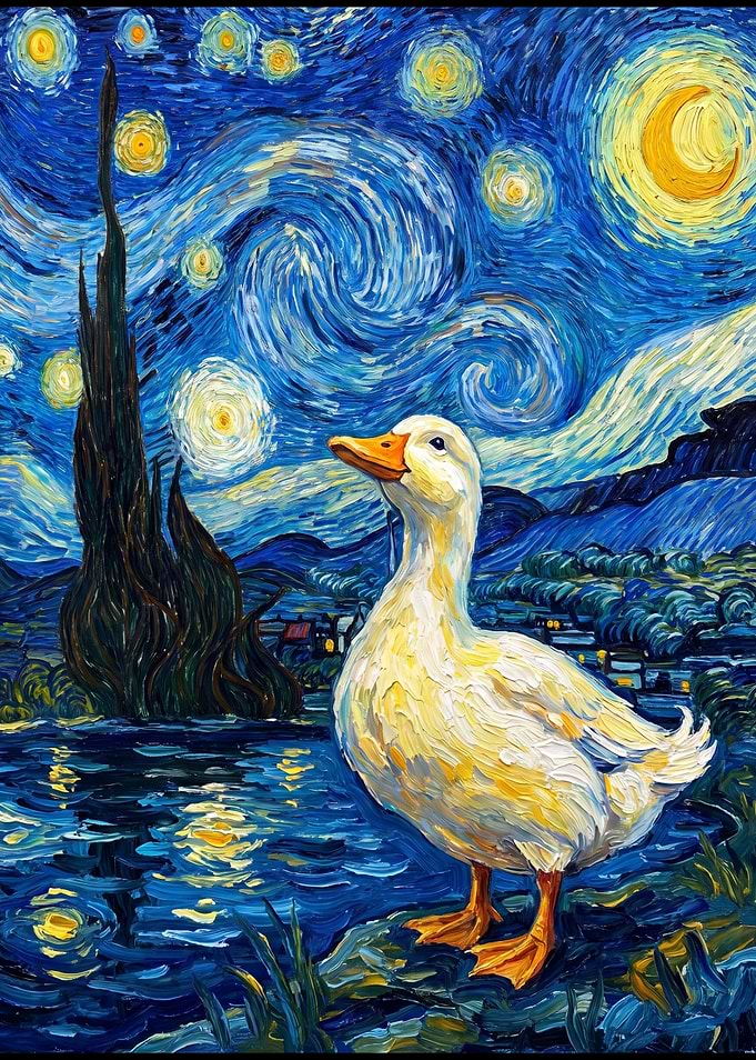 Starry Night Duck Painting