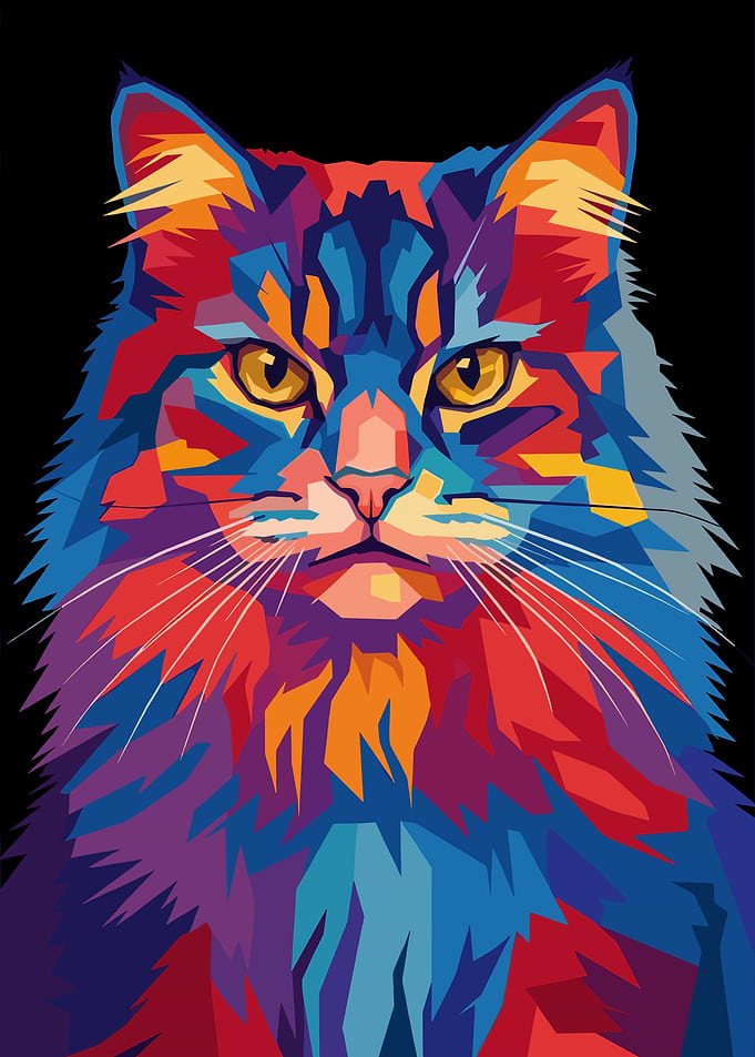 Colorful Pop Art Cat Portrait