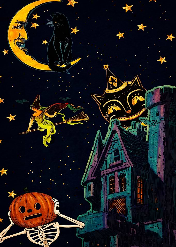 Vintage Halloween Night Collage