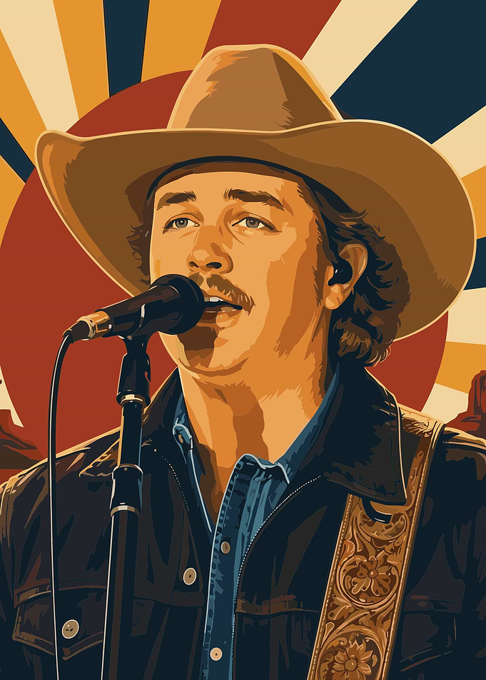 Country Singer Cowboy Portrait Poster