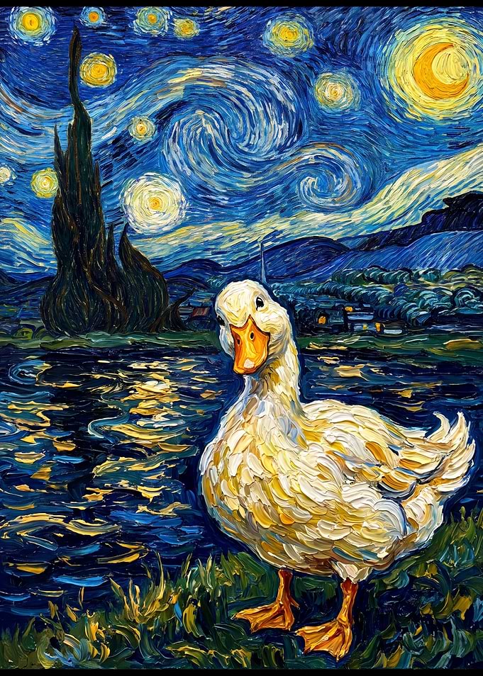 Duck in Starry Night Style