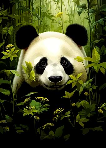 Panda in Lush Green Forest