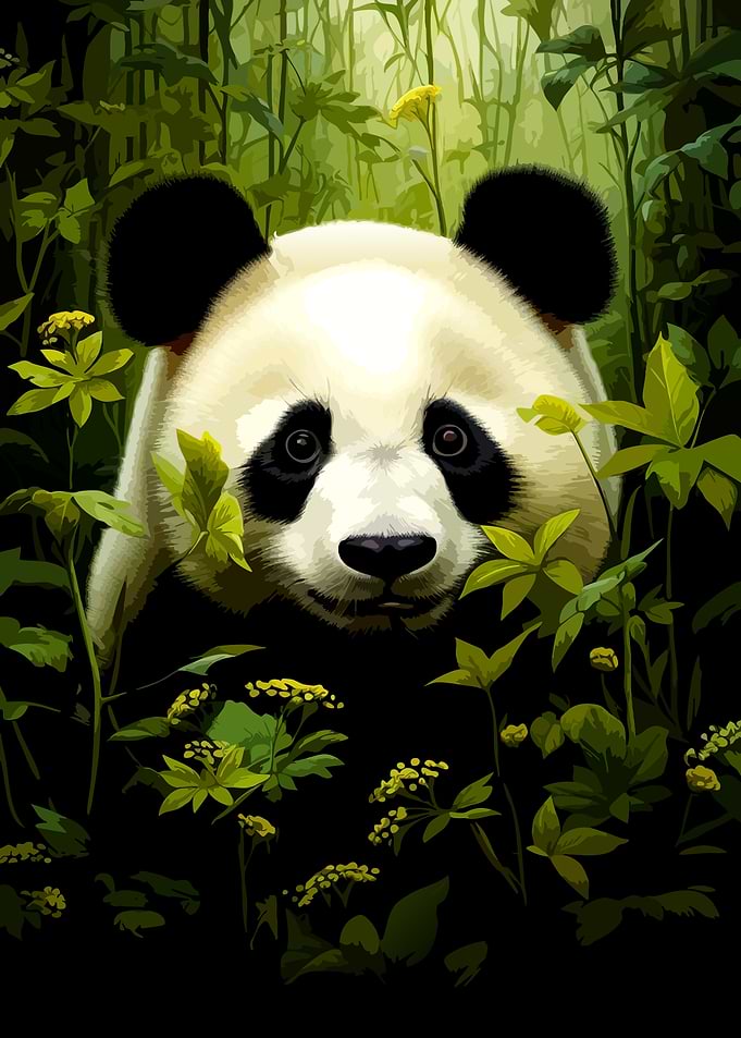 Panda in Lush Green Forest