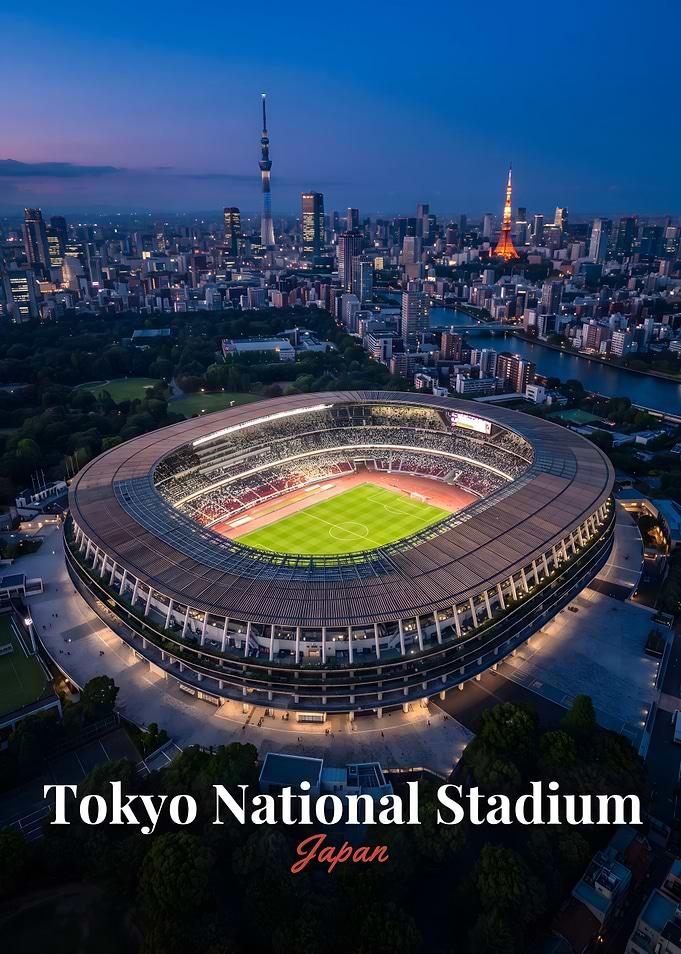 Tokyo National Stadium at Twilight