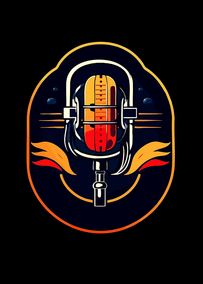 Vintage Microphone Emblem Illustration
