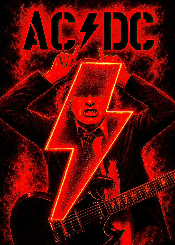 AC/DC Angus Young Red Lightning Poster