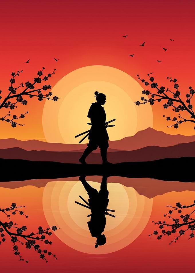 Samurai Silhouette at Sunset