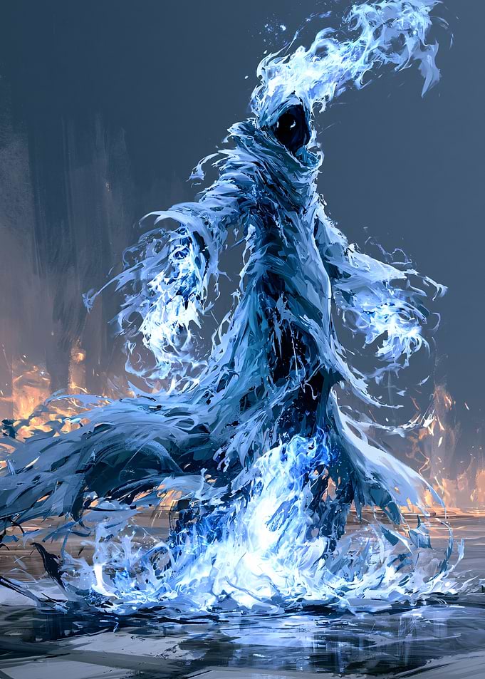 Spectral Blue Fire Mage Figure