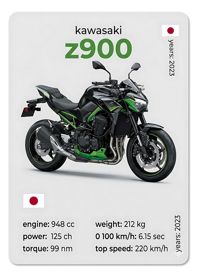 Kawasaki Z900 2023 Motorcycle Spec Card