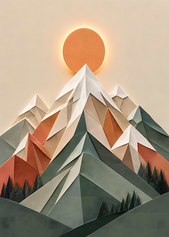 Minimalist Geometric Paper Mountain