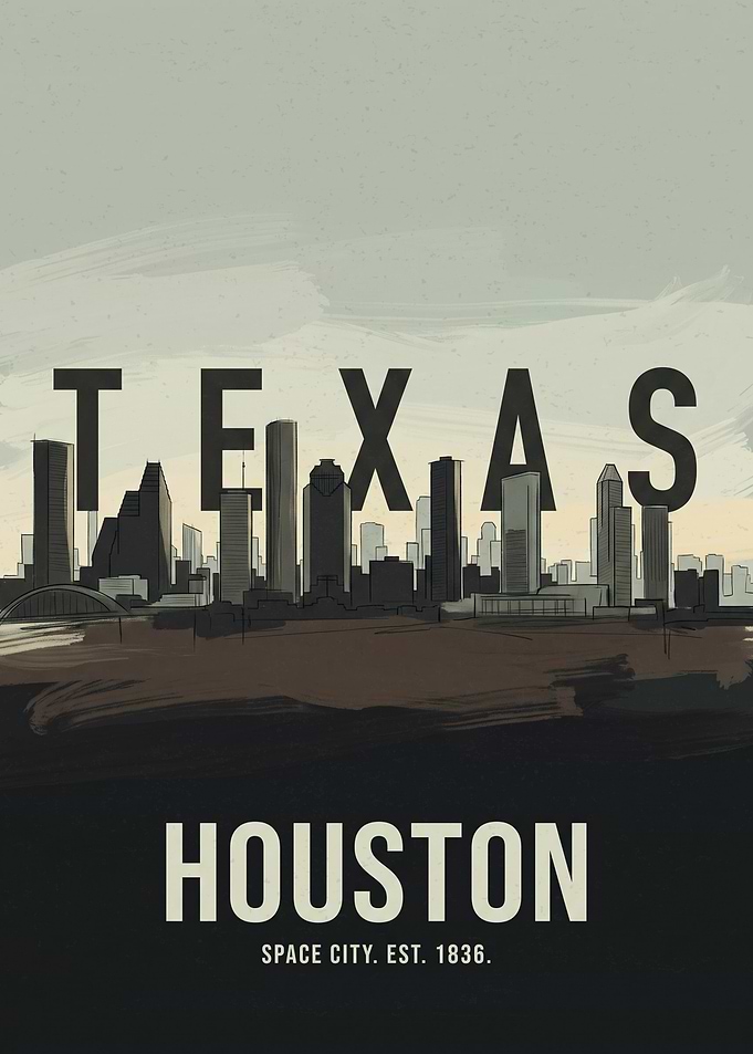 Houston Texas Skyline Poster