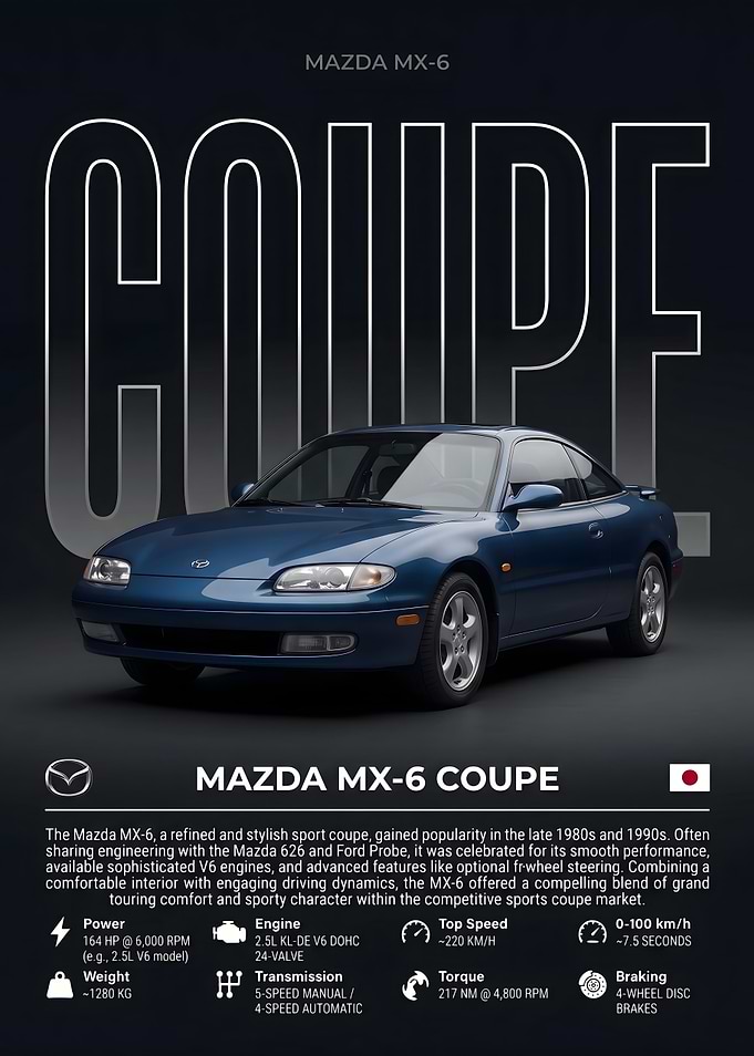Mazda MX-6 Coupe Technical Poster