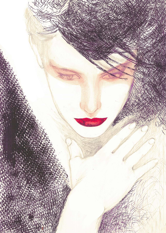 Portrait of a Woman with Red Lips