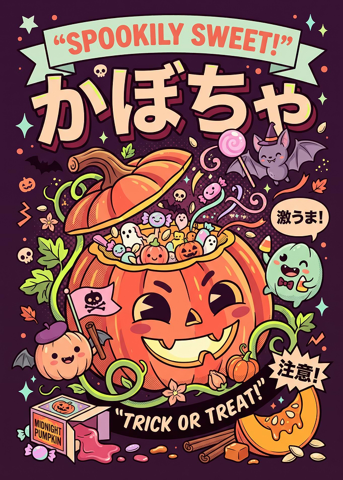 Spookily Sweet Halloween Pumpkin Illustration