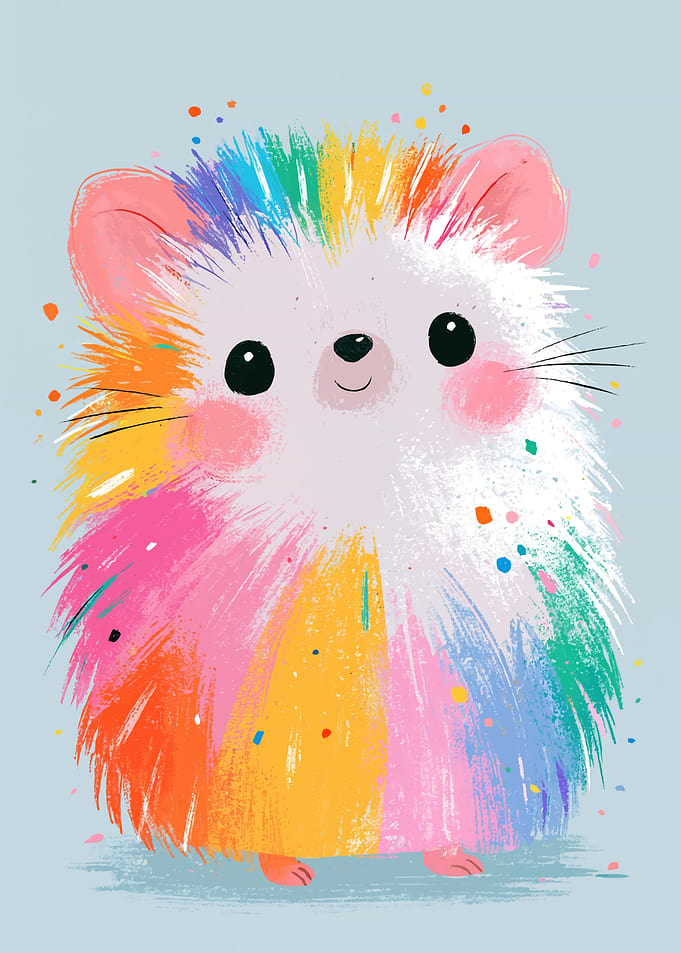 Colorful Rainbow Hedgehog Illustration