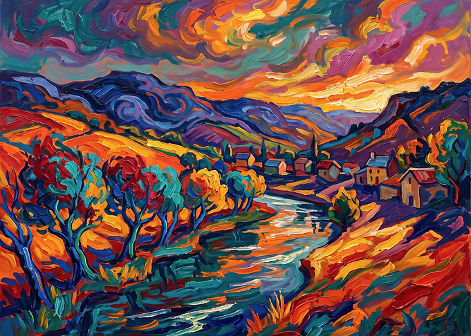 Vibrant Impressionist Landscape Painting
