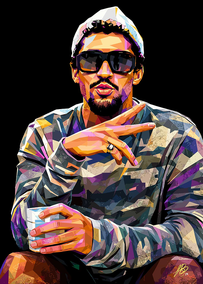 Low Poly Portrait of a Man bad bunny