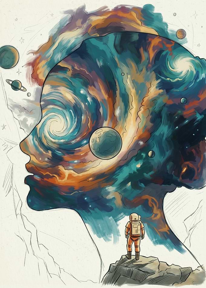 Astronaut Gazing at Cosmic Silhouette