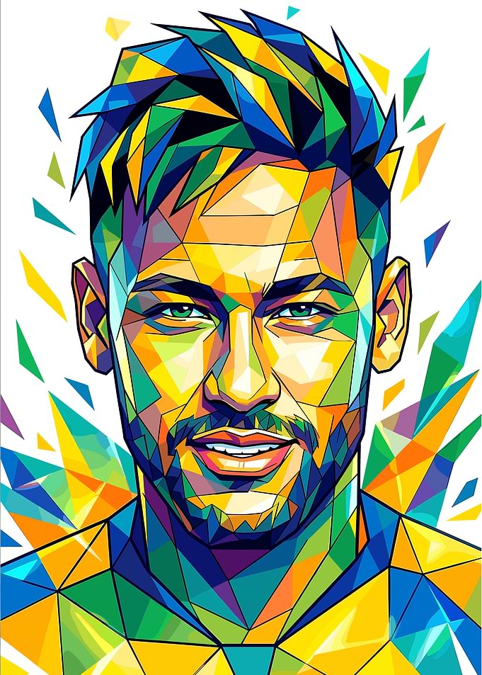 Neymar Jr Geometric Pop Art Portrait