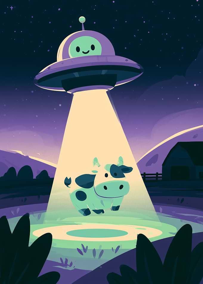 Cute Cow Abducted by UFO